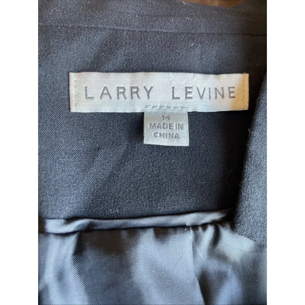 Vintage Larry Levine Snap Front Blazer Womens 14 Black Stretch Career Minimalist